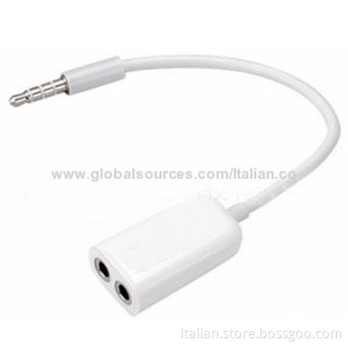 Earphone for iPhone, audio splitter 3.5 male to 2 female jack